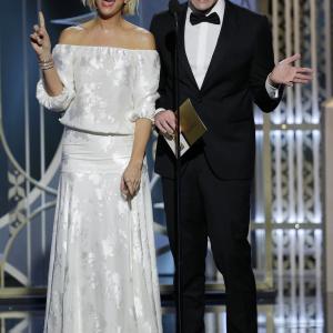 Bill Hader and Kristen Wiig at event of The 72nd Annual Golden Globe Awards (2015)