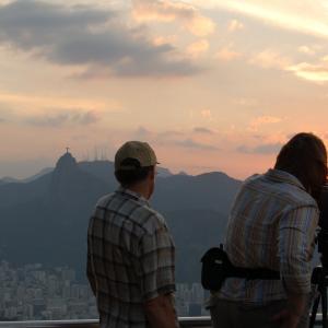 Shana Hagan, DP, and Director Ted Thomas, shoot a sunset over Rio de Janeiro for 