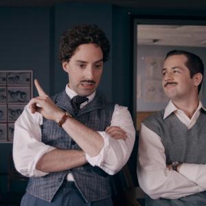 Still of Michael Angarano and Tony Hale in Drunk History 2013