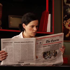 Still of Emily Hampshire in Good Neighbours 2010