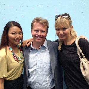 Director Harald Hamrell with actresses Lisette Pagler and Marie Robertsson press conference for Real Humans season 2