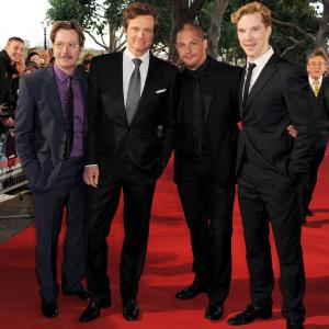 Colin Firth, Gary Oldman, Tom Hardy and Benedict Cumberbatch at event of Bastunas, Siuvejas, Kareivis, Snipas (2011)
