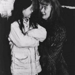 Rebecca Harrell and Cloris Leachman on the set of 