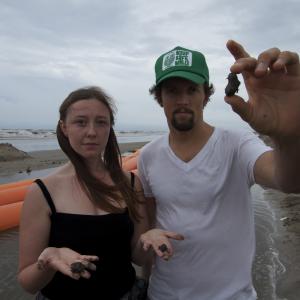 The Big Fix filming, Rebecca Harrell Tickell & Jason Mraz in Grand Isle Louisiana during the BP Oil Spill