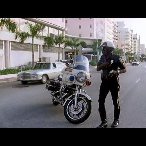 Charles Harris Down Town Miami Beach as a Motorcycle cop in the movie Aladdin With Bud Spencer.