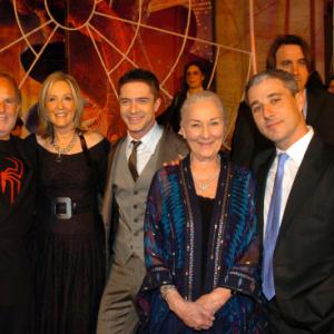Avi Arad, Grant Curtis, Topher Grace, Rosemary Harris and Laura Ziskin at event of Zmogus voras 3 (2007)