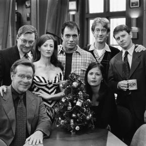 Still of Andy Dick Dave Foley Maura Tierney Phil Hartman Vicki Lewis Joe Rogan and Stephen Root in NewsRadio 1995