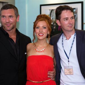 Actors Mark Killeen and Amy-Joyce Hastings with director Graham Cantwell at Event: World Premiere of 'The Callback Queen', 25th Galway Film Fleadh.