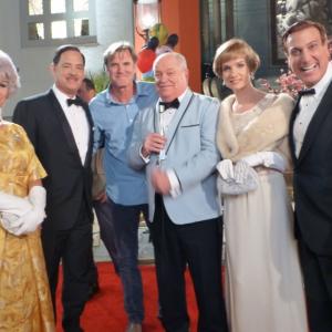 At the Chinese Theatre on the set of Saving Mr Banks 2013 Pictured from L to R Dendrie Taylor Tom Hanks Director John Lee Hancock Jerry Hauck Victoria Summers and Kristopher Kyer