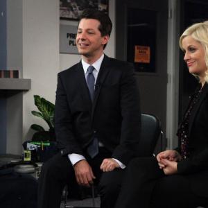 Still of Sean Hayes and Amy Poehler in Parks and Recreation 2009