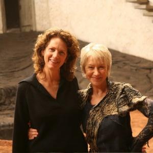 Lynn Hendee and Helen Mirren on set of The Tempest