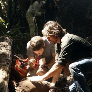 Still of Caroline Dhavernas Martin Henderson and Zach Gilford in Off the Map 2011