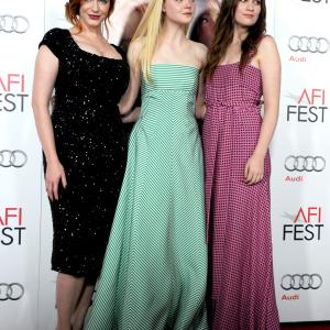 Christina Hendricks, Elle Fanning and Alice Englert at event of Ginger & Rosa (2012)