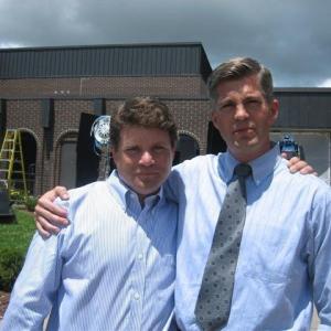 Sean Astin and Jesse Henecke on the set of 