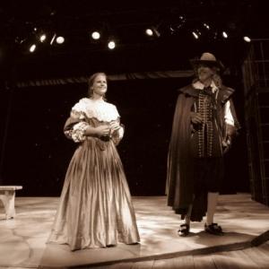 Dress Rehearsal for Cyrano de Bergerac (TheatreWorks). Julie Sweum as Roxanne; Mark Hennessy as the Comte de Guiche.