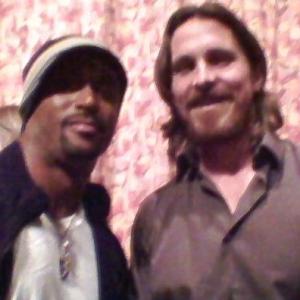 Glenn Herman and Christian Bale at a private screening of 