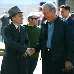 Damon Herriman and Clint Eastwood on the set of J Edgar