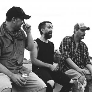 Director Ryan Darst with screenwriter Whit Hertford and Lane Richins during shooting of Wildlife on location in Springville Utah