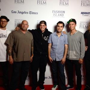 Tim Dowlin, Randy Sheckler, Ryan Sheckler, Adam Bhala Lough, Nyjah Huston, Ethan Higbee attend the premiere of The Motivation at the Newport Beach Film Festival May1, 2013.
