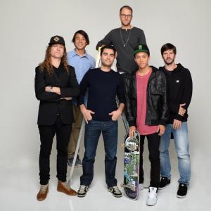 Adam Bhala Lough C director of the film The Motivation poses with skateboarders Nyjah HustonSean Malto Chris Cole and Producers Ethan Higbee and Tim Downlin at the Tribeca Film Festival 2013 portrait studio on April 25 2013 in New York City