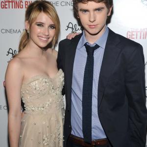 Freddie Highmore and Emma Roberts at event of The Art of Getting By 2011