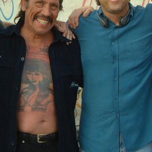 Writer/Director Bob Hilgenberg with Actor Danny Trejo on the set of Hiding in Walls.