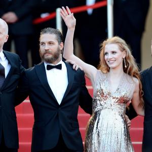 Tom Hardy John Hillcoat Shia LaBeouf and Jessica Chastain at event of Virs istatymo 2012