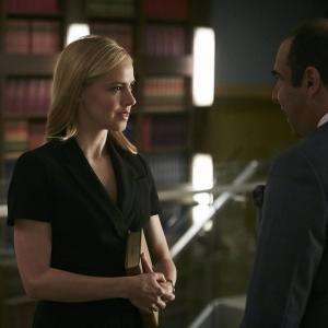 Still of Rick Hoffman and Amanda Schull in Suits 2011