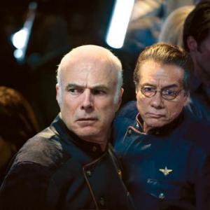 Still of Edward James Olmos and Michael Hogan in The Plan 2009