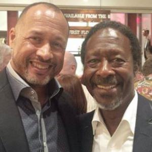 Mark Holden with Clarke Peters at The Park Theatres 1st Birthday in North London UK in May 2014