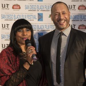 Patsy McKay and Mark Holden on the red carpet at the gala awards of the San Diego Black Film Festival 2015