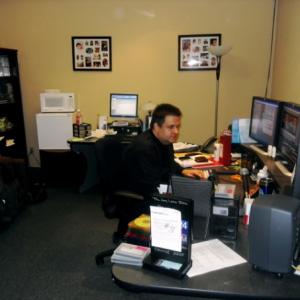 Jeffrey Lee Hollis in his editing bay at NBC Burbank