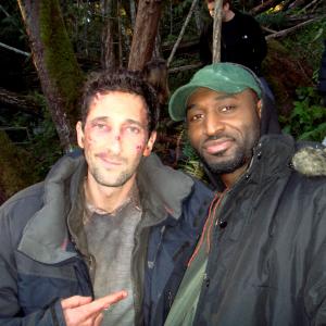 Adrian Holmes on the set of Wrecked with Adrien Brody