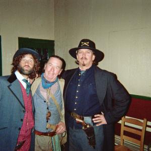From left, actors Paul Proios (GPS), Robert Bradley and Anthony Hornus (An Ordinary Killer, Miracle at Sage Creek)on the set of Ghost Town in Maggie Valley, North Carolina. Much of the flm was shot at the Ghost Town in the Sky theme park due to reopen in