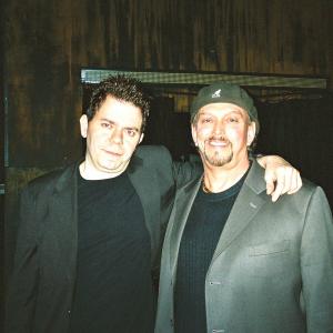 David Schultz, left, keyboardist for the Goo Goo Dolls, with actor-director Anthony Hornus (Ghost Town, An Ordinary Killer) at Sting's club, Backstage Cafe in Beverly Hills. Schultz celebrated his birthday by jamming until early morning for the large gath