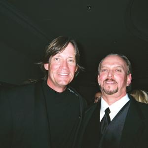 Kevin Sorbo left TVs Hercules shares a laugh with actordirector Anthony Hornus at The Night of 100 Stars event