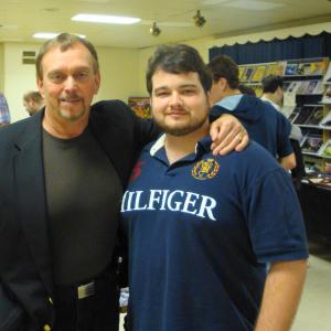 Actor-Director Anthony Hornus (Miracle at Sage Creek, Outside the Wire: The Forgotten Children of Afghanistan), left, with Producer Brad Leo Lyon (Minor League: A Football Story, College Fright Night)at a film expo in Michigan.
