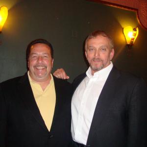 Composer Dennis Therrian, left (An Ordinary Killer, Outside the Wire: The Forgotten Children of Afghanistan) with Anthony Hornus (Wild Michigan, A State of Hate) at the premiere of 