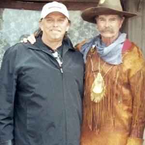 Actor-Director Anthony Hornus (An Ordinary Killer, Ghost Town), left, behind the scenes at Miracle at Sage Creek with actor Buck Taylor (Gunsmoke, Tombstone, Band of Brothers) in Mescal, Arizona.