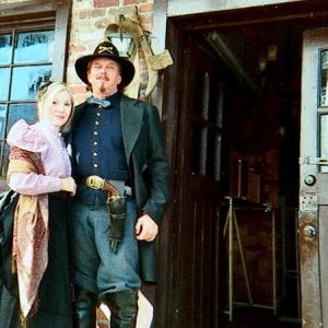 Stella Parton as Betsy Mae and Anthony Hornus as Captain Ketner on the set of Ghost Town the movie in Maggie Valley NC