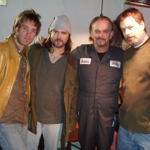 From left, Nathanial Nose (Ghost Town, Talent), DJ Perry (An Ordinary Killer, The 8th Plague, Ghost Town), Anthony Hornus (An Ordinary Killer, Miralce at Sage Creek, Ghost Town) and Jeff Burton (The Final Curtain, Dead End Road) on the Michigan set of Mur