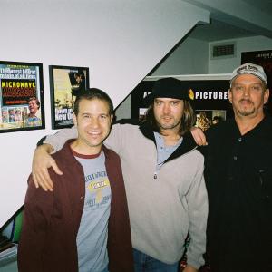 Chuck Adelman, left, President of Anthem Pictures, with actors-writers-producers DJ Perry and Anthony Hornus at his Agoura Hills, Calif. offices. Anthem Pictures is the distributor of Collective Development's An Ordinary Killer.