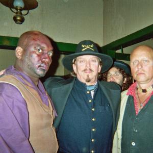 From left actors Patrick Walker Anthony Hornus Paul Prois and Austin Two Feathers Pendleton on the set of Ghost Town in Maggie Valley North Carolina