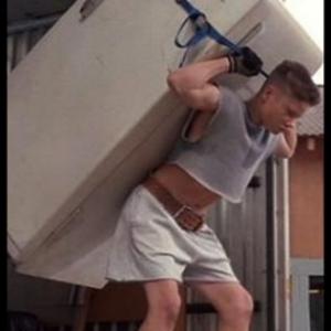 Sam Horrigans famous Refrigerator and pullup scene in Little Giants