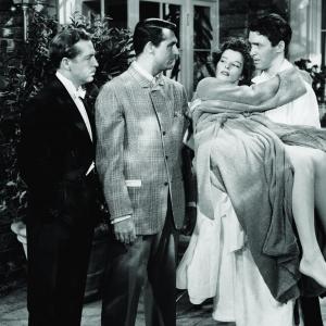 Still of Cary Grant, Katharine Hepburn, James Stewart and John Howard in The Philadelphia Story (1940)