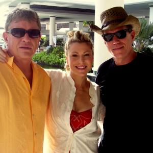 Tom Berenger Tatum ONeal and Brent Huff filming Last Will on location in Acapulco Mexico
