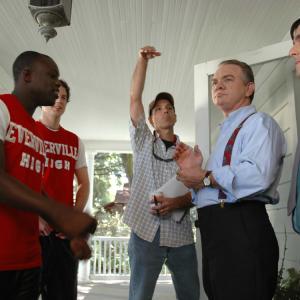 Director Chris Hummel discusses range of motion with cast, on location of The Guardians (2010).