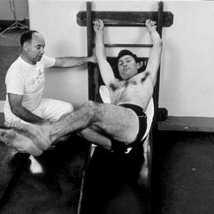 Jack Palance and Hollywood trainer Terry Hunt 1954