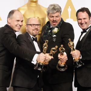 Ian Hunter Andrew Lockley and Paul Franklin at event of The Oscars 2015