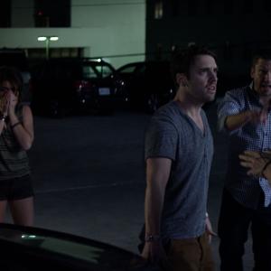 Still of Bret Harrison Sarah Hyland and Michael Weston in See You in Valhalla 2015